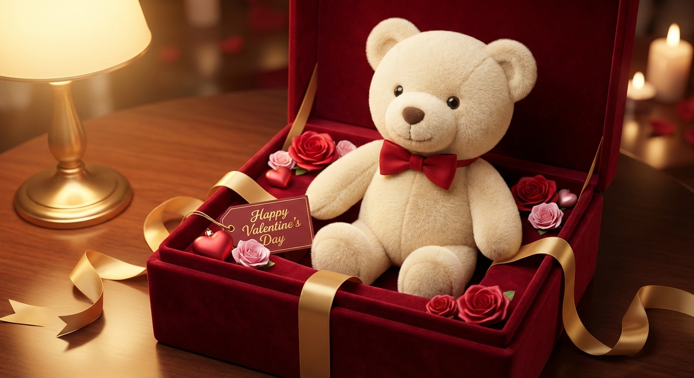 Peluche en caja de lujo decorada regalo San Valentín Quito